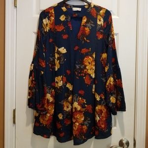 Altar'd State floral tunic shirt dress S lined
